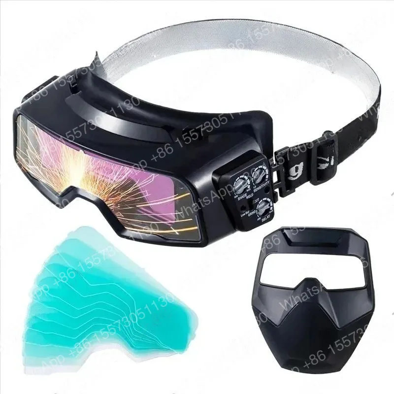TX-R01 Auto Darkening Welding Goggles Wide Rang Shade 4/5-9/9-13 Welding Glasses with Welder Mask and 10 Replacement Lenses
