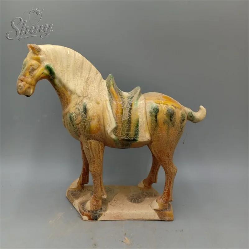 

Tang Sancai Yellow-Glazed Warhorse Antique-Style Ceramic Antique Decorative Piece for Instant Wealth