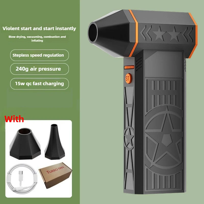 500000RPM X50 Powerful Violent Fan 240W High-Speed Portable 8000mAh Rechargeable 57m/s Typhoon Wind Type-C Charging Camping Fan view 6