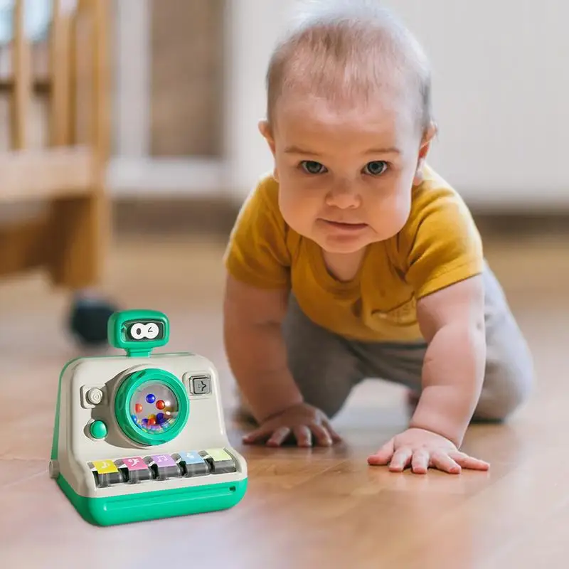 Brinquedo Teclado com Forma de Câmera Infantil, Brinquedos Musicais com Som e Luz, Instrumento Musical, Atividades de Aprendizagem, Desenvolvimento Infantil