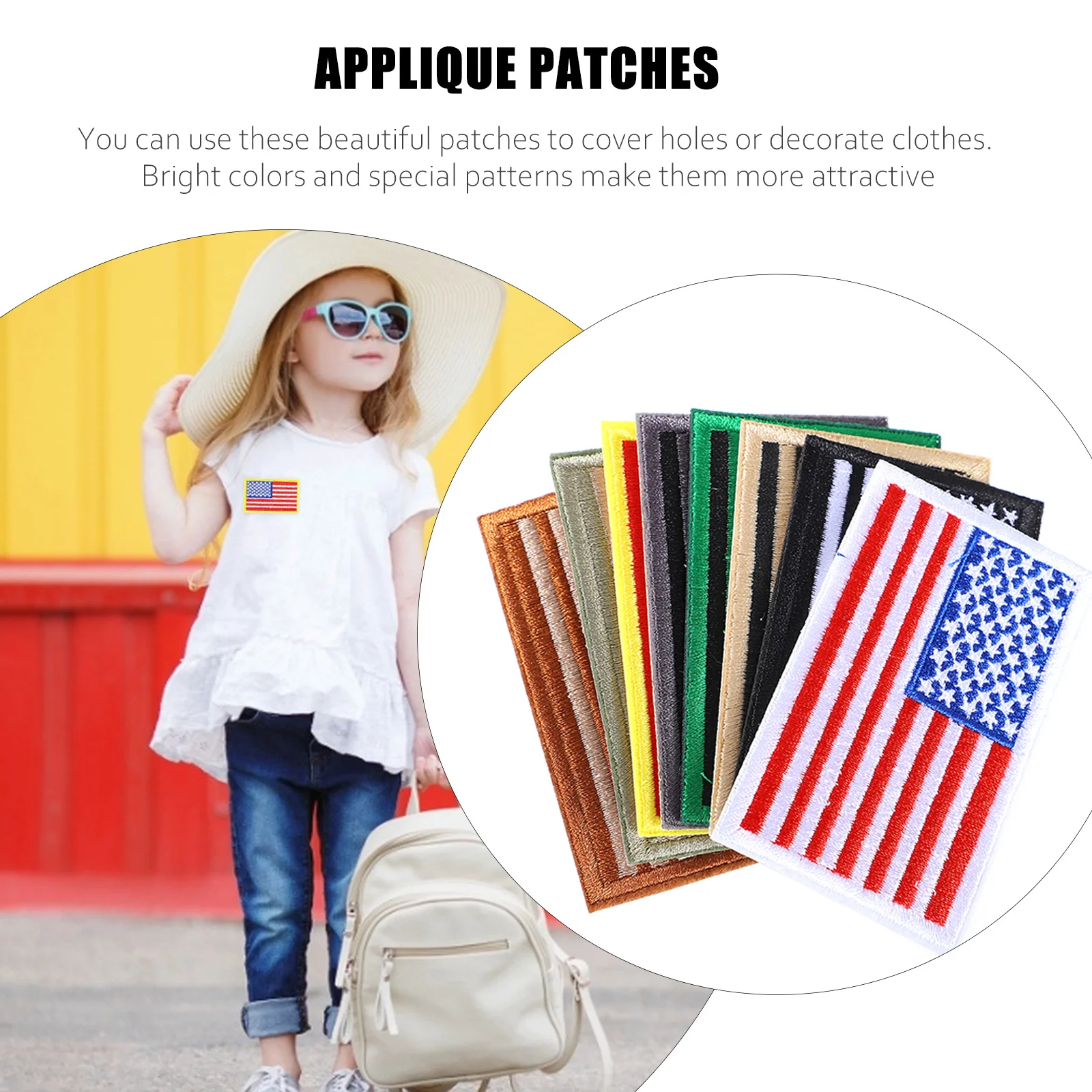 

8pcs Embroidered America Flag Clothing Accessories Applique Sew On Patches For Clothes Bags Hats Decor Iron On Durable Cloth