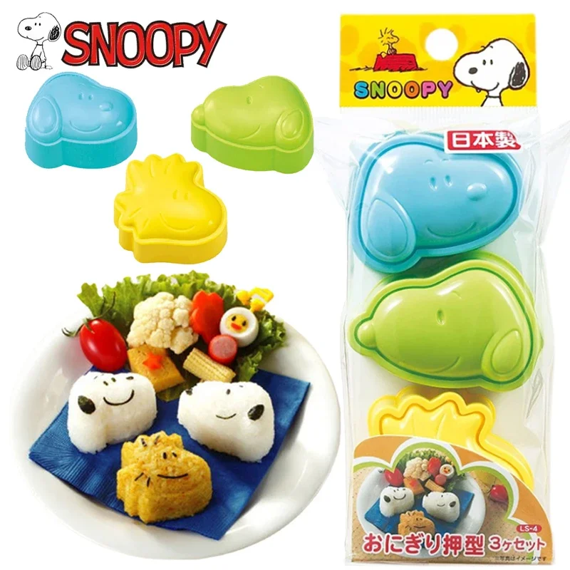 3pcs Snoopy Rice Ball Mould Cartoon Cute Japanese Style Bento Maker Cooking Tools Sushi Children Nori Rice Mold Kitchen Gadgets