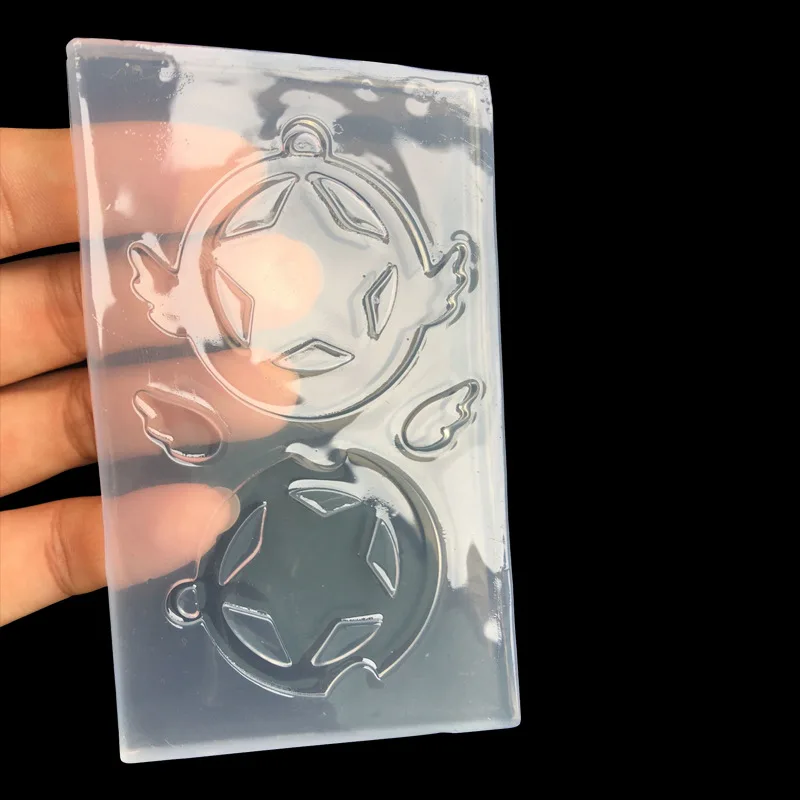 New Mirror Perforated Wing Pentagram Can Be Filled with Water Quicksand Glue Mold Jewelry Pendant 16305