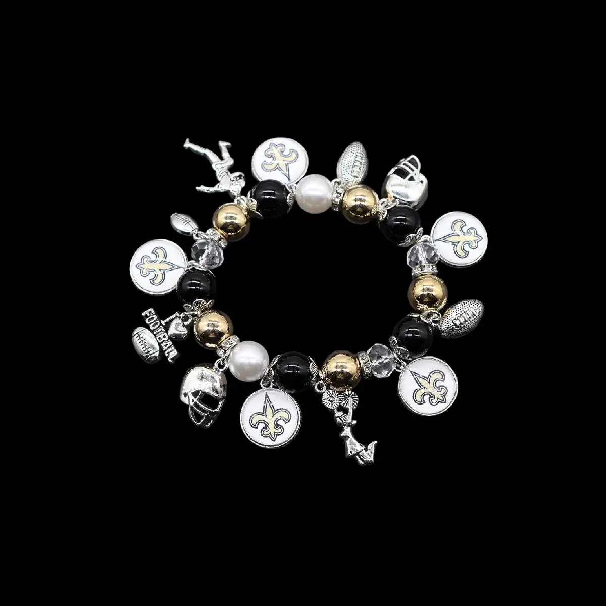 مطاطا حبة قلادة أساور كرة القدم سوار الرجال النساء سانت مجوهرات اكسسوارات مروحة هدية #6