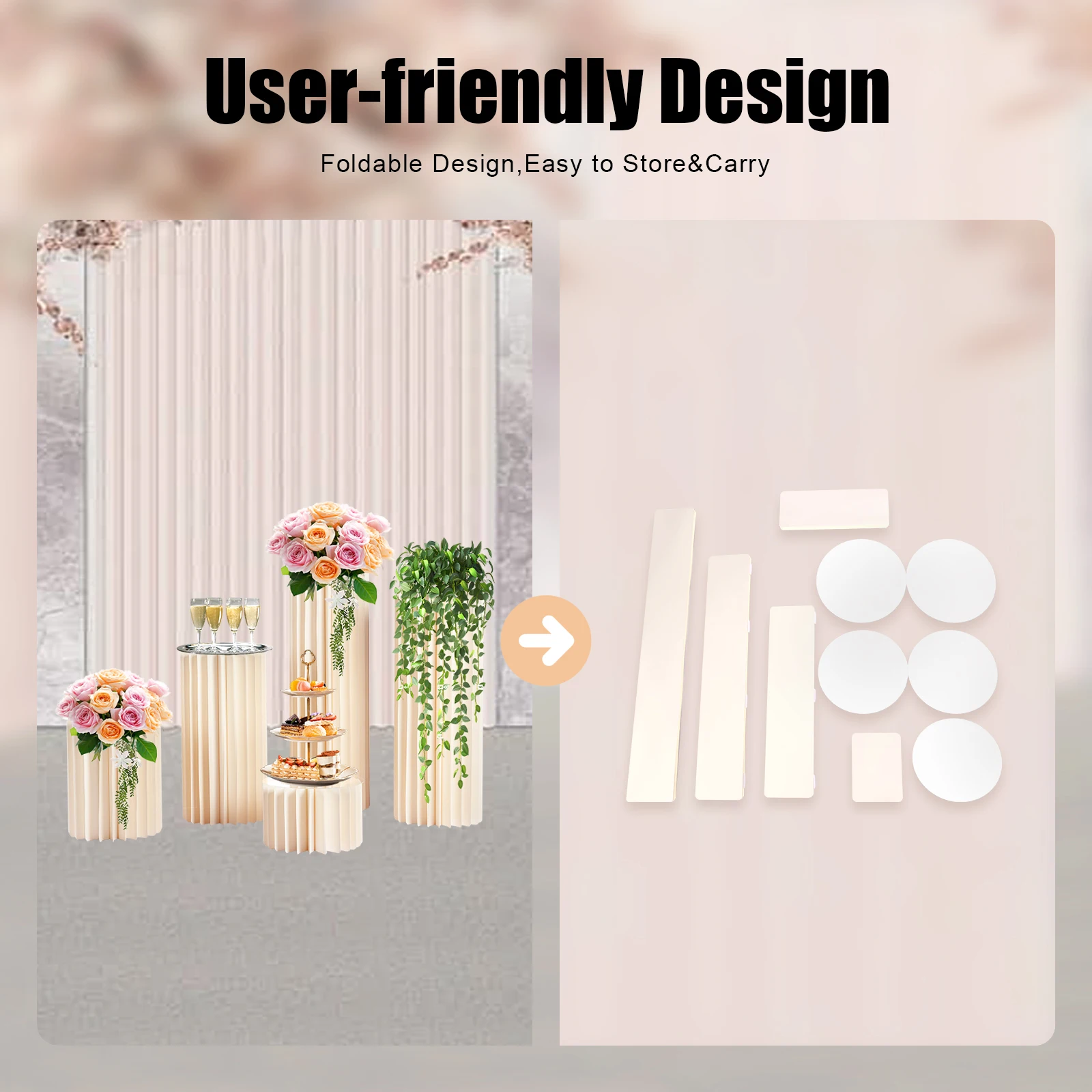 5PCS Party Wedding Flower Stand Cylinder Wedding Centerpieces Cardboard Vases Flower Vase Flowers Stand for Party view 5