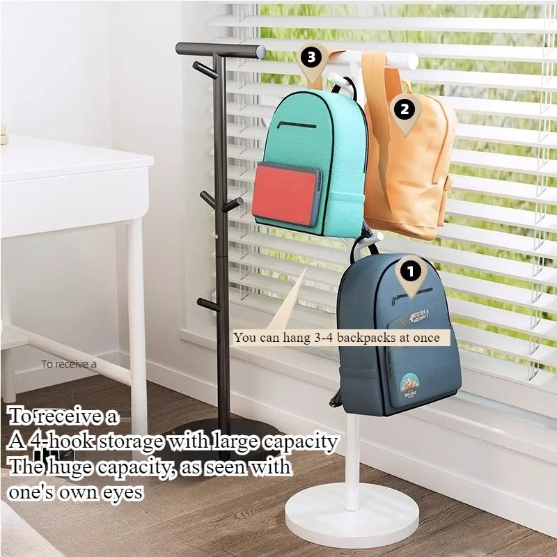 Home floor standing clothes hanger, bedroom bedside table, vertical hanging backpack rack, Japanese and Korean backpack rack