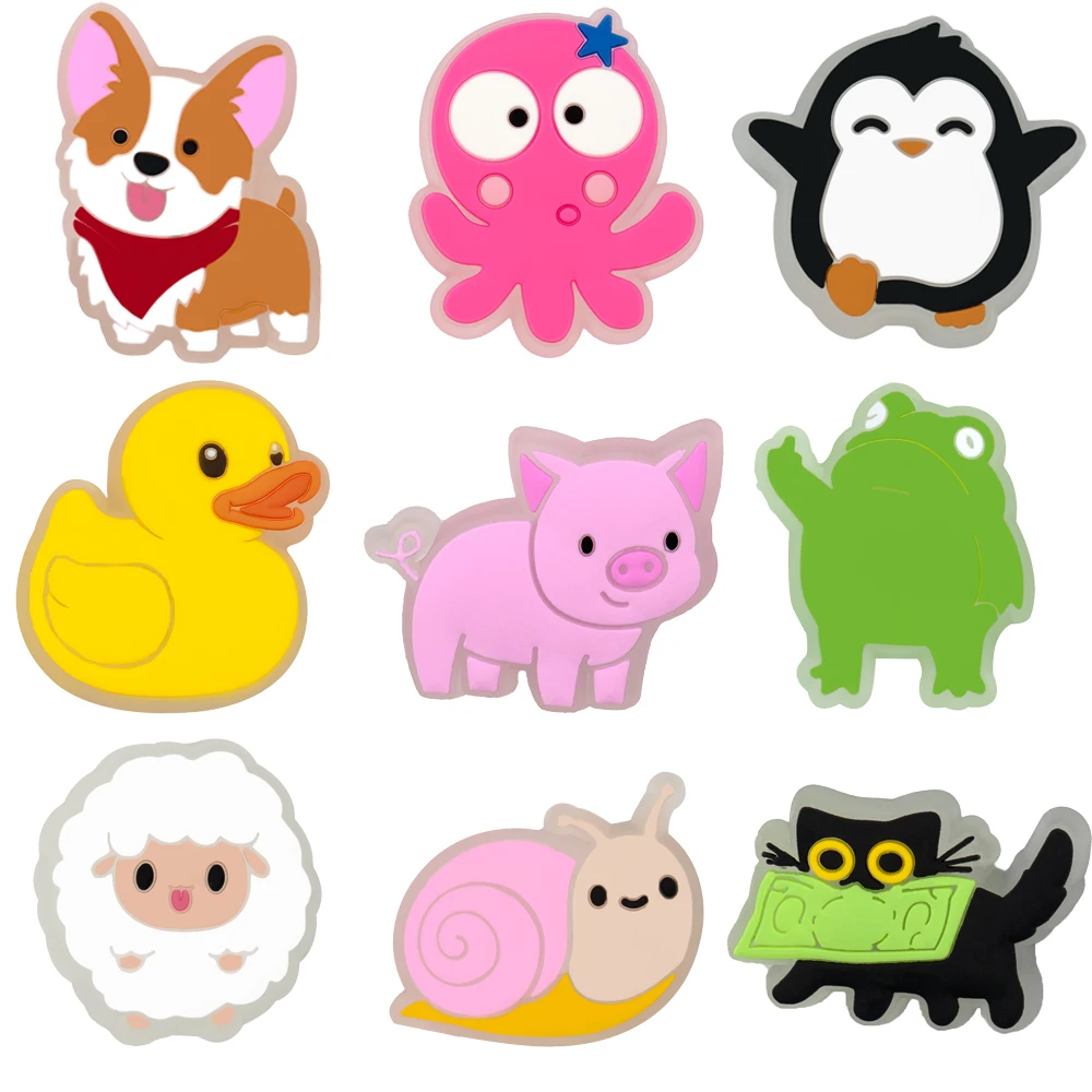 1/9 Uds. De dijes para zapatos con luz LED de gato negro, pingüino, pato, cerdo, Caracol, accesorios de decoración para zapatos, bufanda, Corgi, pulpo, zuecos