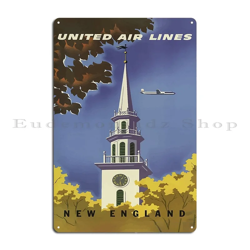 نيو إنجلاند مصلى صورة علامة معدنية تصميم المنزل بار اللوحات الديكور تين تسجيل ملصق #2