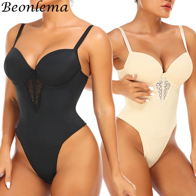 

Body Shapers Women Bodysuit Reducing And Shaping Slimming Underwear Belly Correction V-neck Shapewear Open Crotch Thong