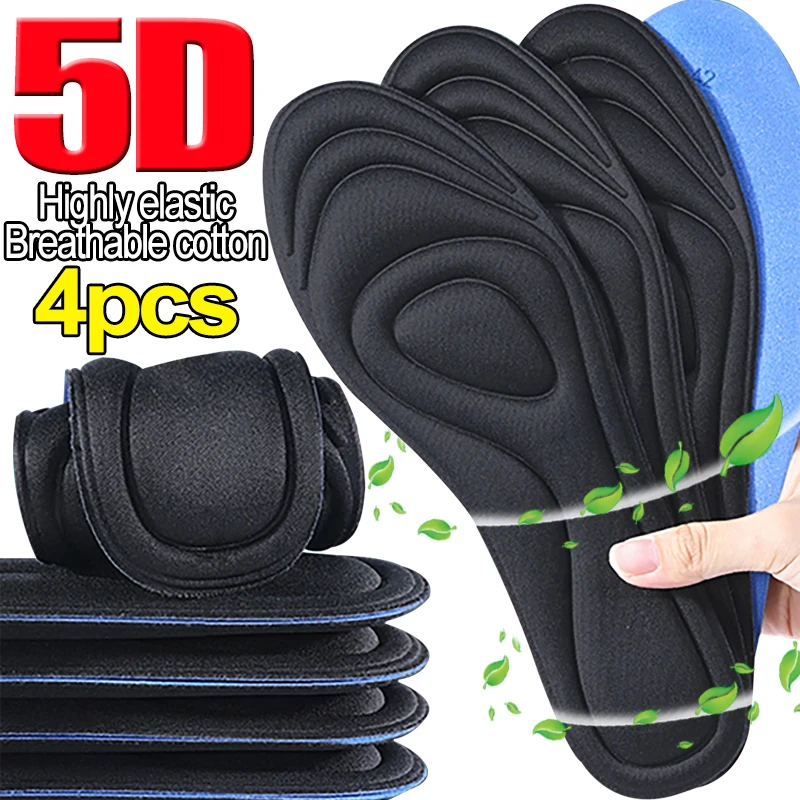 5D High Elastic Memory Foam Insole For Men Women Sports Breathable Cotton Running Shoes Pads shock-absorbing Shoe Accessories