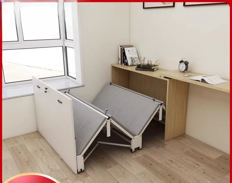 Invisible folding bed home cabinet pull-out four-fold bed does not take up space, retractable mobile bed hardware accessories
