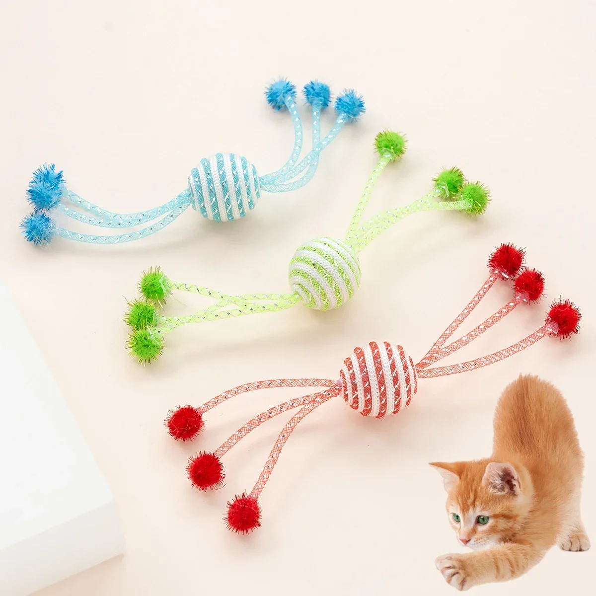 Cat Toy Self Hi Cats Sticks Cat Toys Interactive Ropes Ball Toys for Pet Dogs Teasing Bite-resistant Wool Ball Gatos Accesorios