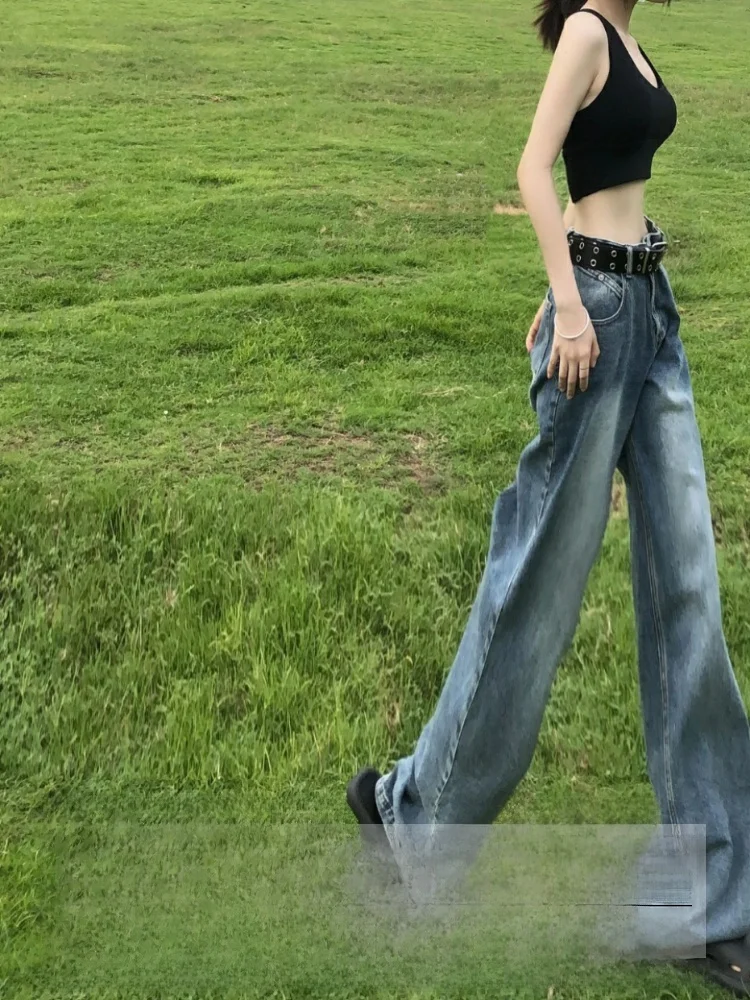 

Джинсы женские с высокой талией, широкие, свободного кроя, прямые, стройнящие, в пол, ретро, осень-зима