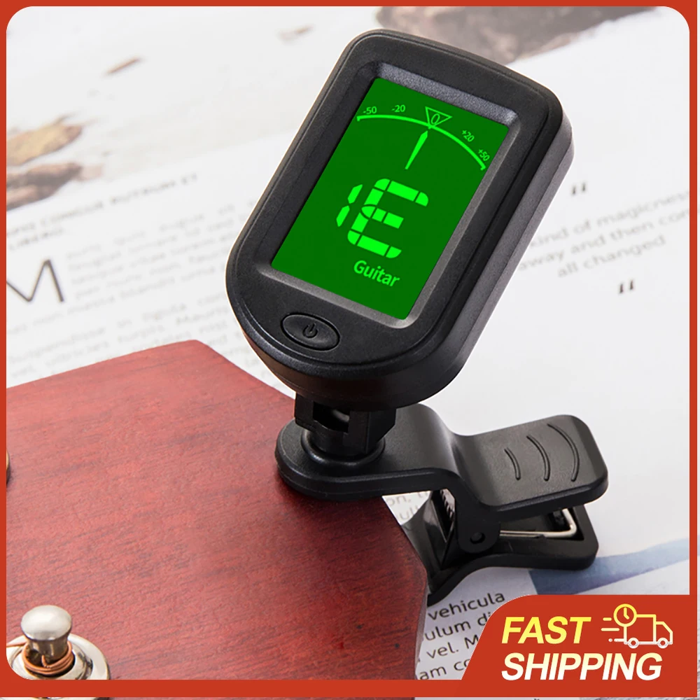Clip-on Tuner T-02 Guitar Tuner Clip-on Chromatic Digital Tuner LCD Display Mini Size Tuner for Acoustic Guitar Ukulele Violin