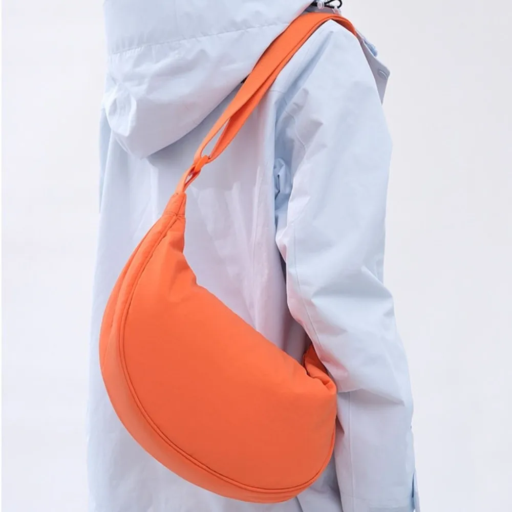 

Простая нейлоновая сумка-хобо большой вместимости, однотонная, через плечо, сумка-пельмень, сумка-полумесяц, женская