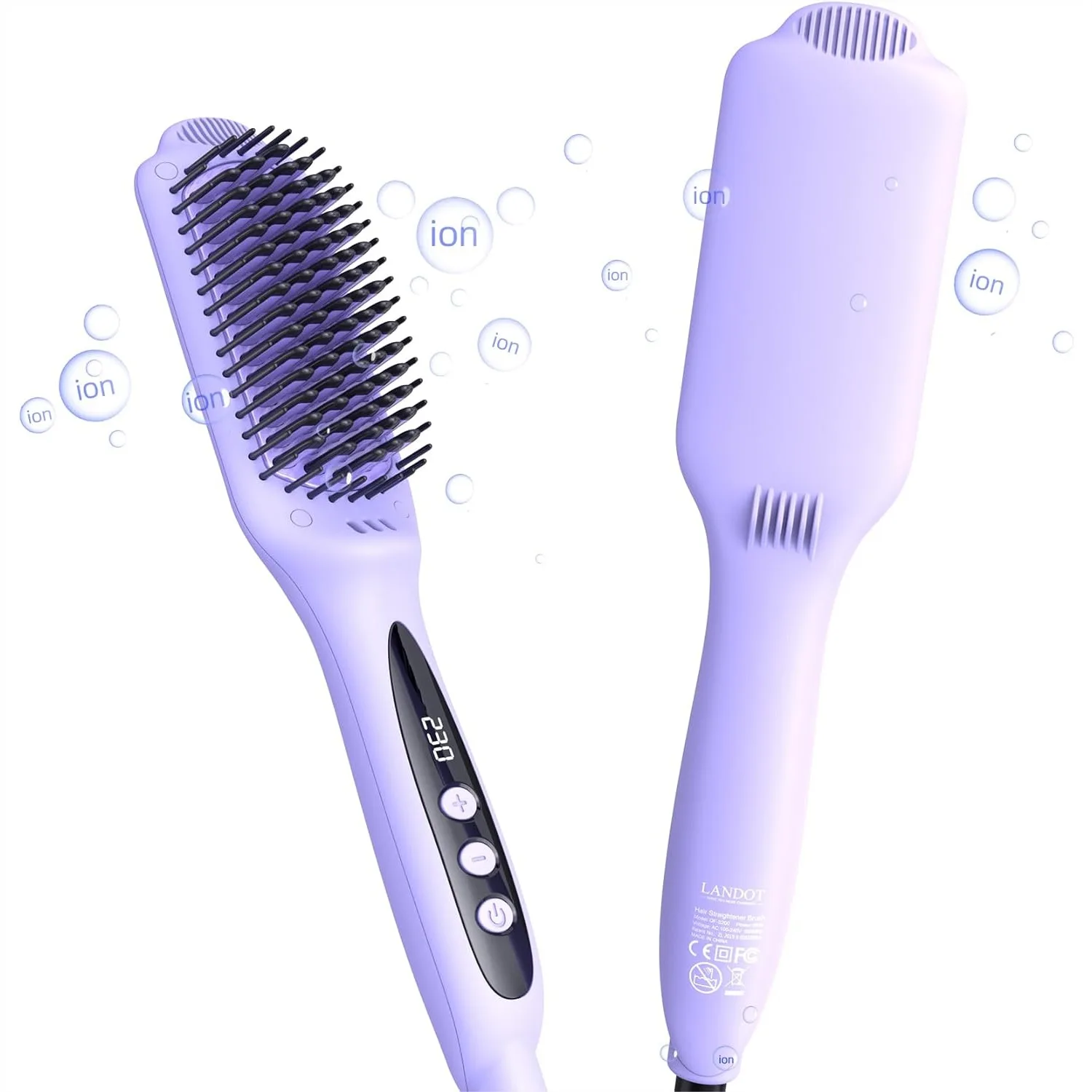 

Straightening Brush for Smooth Shine Hair - Ionic Ceramic Straightener, Reduces Frizz & Nourishes, Keratin & Argan Oil Bristles,