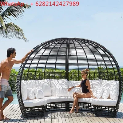 

Outdoor reclining bed, sofa, villa, courtyard, balcony, tables, chairs, lazybones, weaving vines, beach hotel leisure creativity