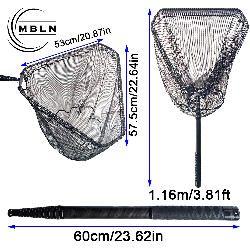 MBLN Red pesca fibra de carbono larga – Grande para carpa - imagen 4