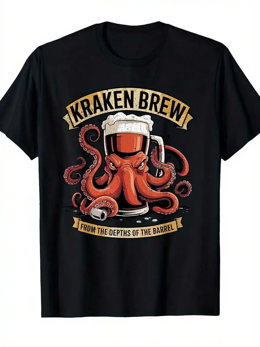 

Футболка Funny Kra Brew Beer Octopus Tern, 100% хлопок, дышащая, Crew K, стандартный крой, можно стирать.