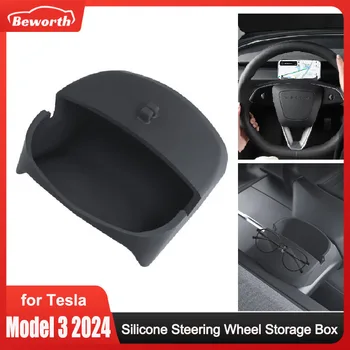 Per Tesla Model 3 + Highland 2024 scatola portaoggetti per volante supporto per cellulare in Silicone supporto per occhiali da sole nuovo Model3 accessori