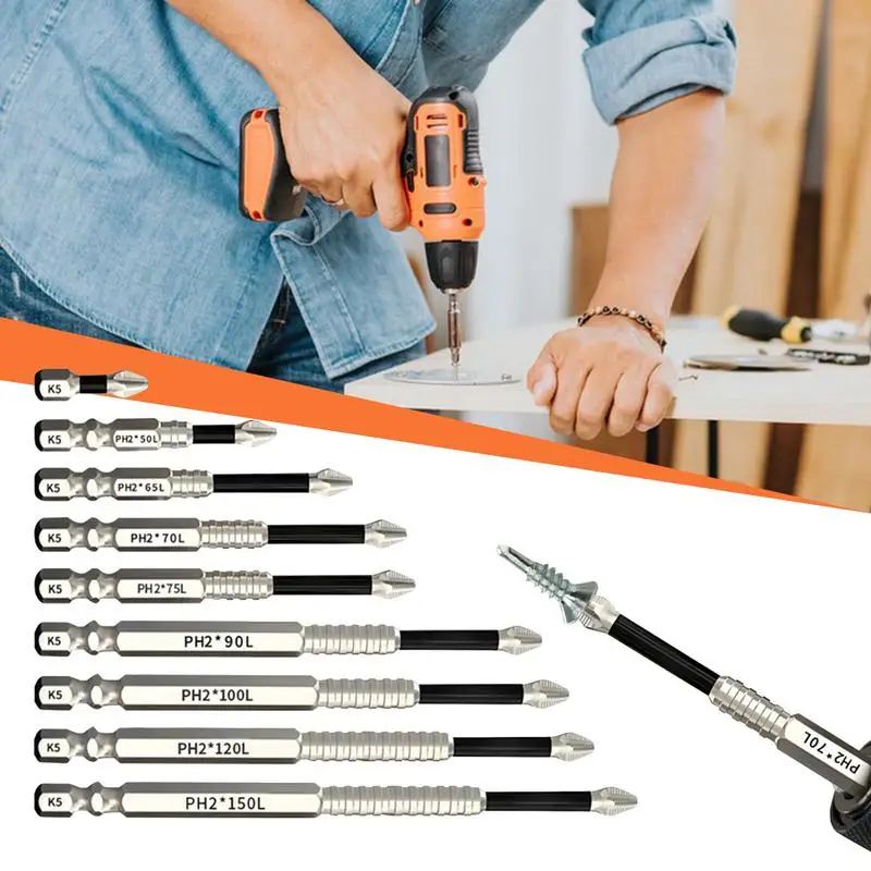

9pcs Magnetic Impact Phillips Bit Magnetic Batch Head Cross Screwdriver Hardness Drill Bit Hex Shank Cross Impact Driver Bit