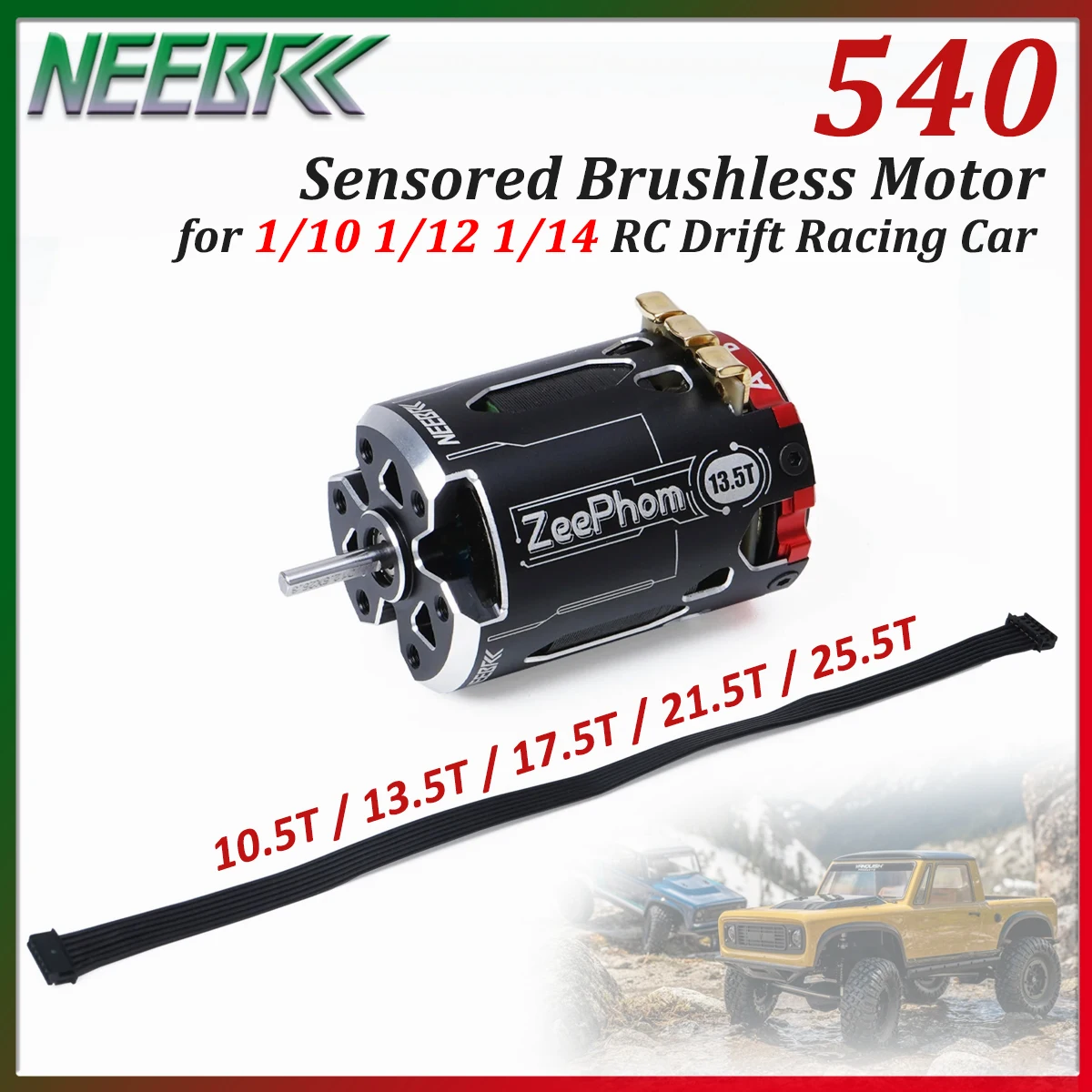 

SPEC ZeePhom 540 Sensored Brushless Motor 10.5T 13.5T 17.5T 21.5T 25.5 T High Torque for 1/10 1/12 1/14 RC Drift Racing Car Part