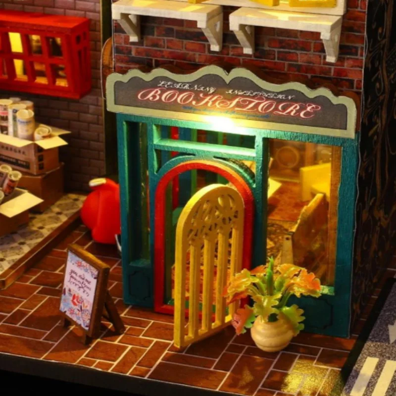 Suporte para livros OUZEY Seaside Village, faça você mesmo de madeira 3D com luzes, decoração náutica para adolescentes