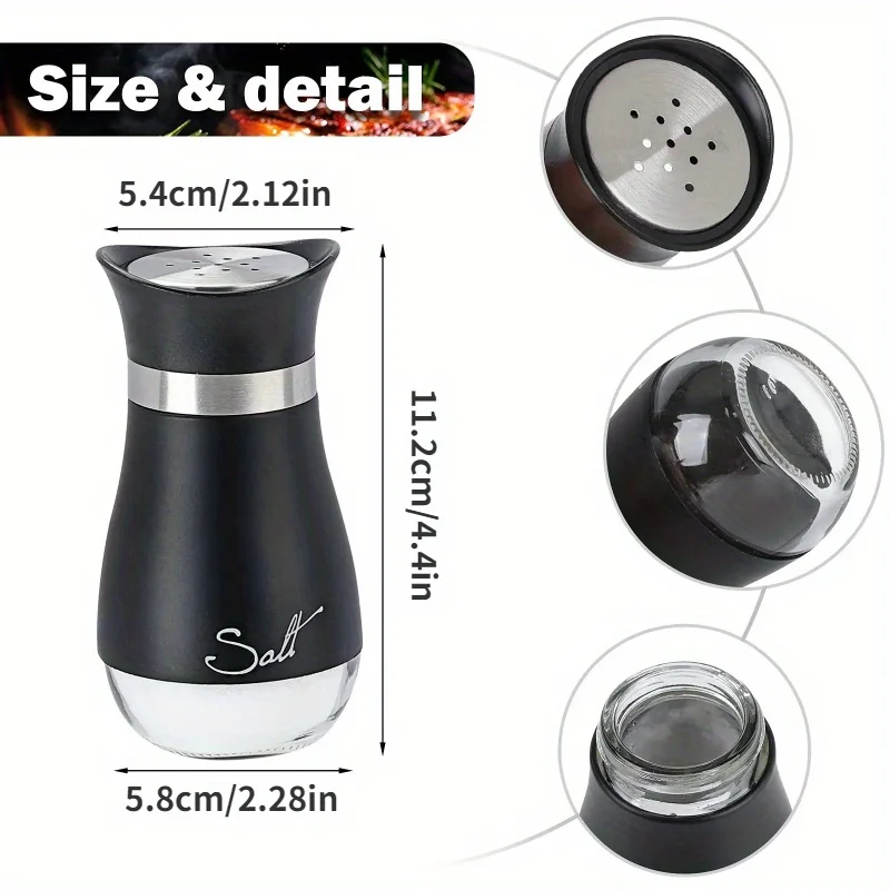 2pcs Seasoning Shaker Glass Bottles Spices Storage Barbecue Condiment Jar Salt Pepper Boxes For Kitchen Gadget Tools Organizer