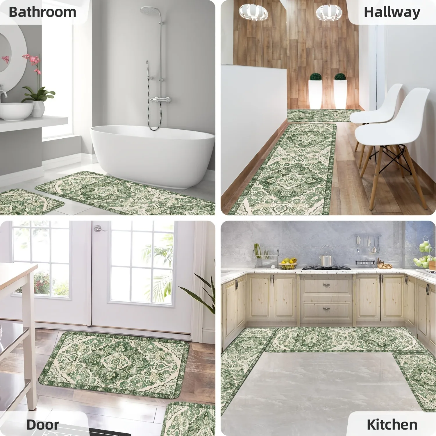 

1PC Bohemia floral Pattern Kitchen Rug Non-Slip Door Mat Pop design Bathroom Rug Bath Mat Carpet for Home Sink Laundry Decor