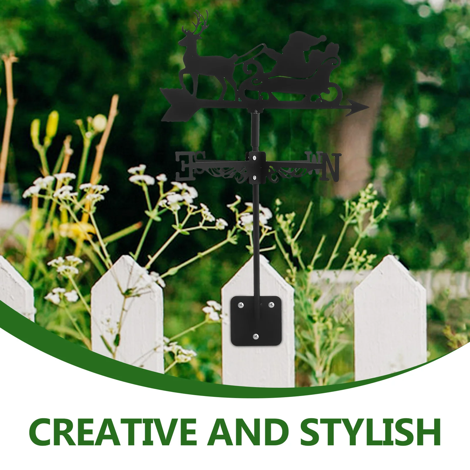 

Iron Weathervane Metal Garden Stake Wind Direction Indicator Decorative Yard Ornament Lawn Decor For Patio Backyard