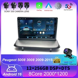 Android 16 Wireless Carplay Auto Car Radio For Peugeot 5008 3008 2009-2015 Audio GPS Navigation Multimedia Video Player Stereo