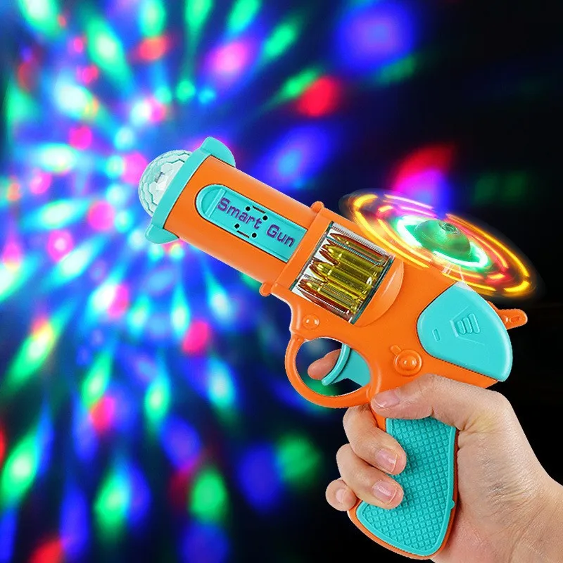 Pistola de Brinquedo com Projeção de Luz e Som, Brinquedo Educacional Legal para Crianças com 7 Cores, Presente
