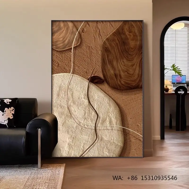 High-End Vintage-Style Inkjet Printed Decorative Stone Painting Living Room Dining Room Sofa Background Black Framed Made China