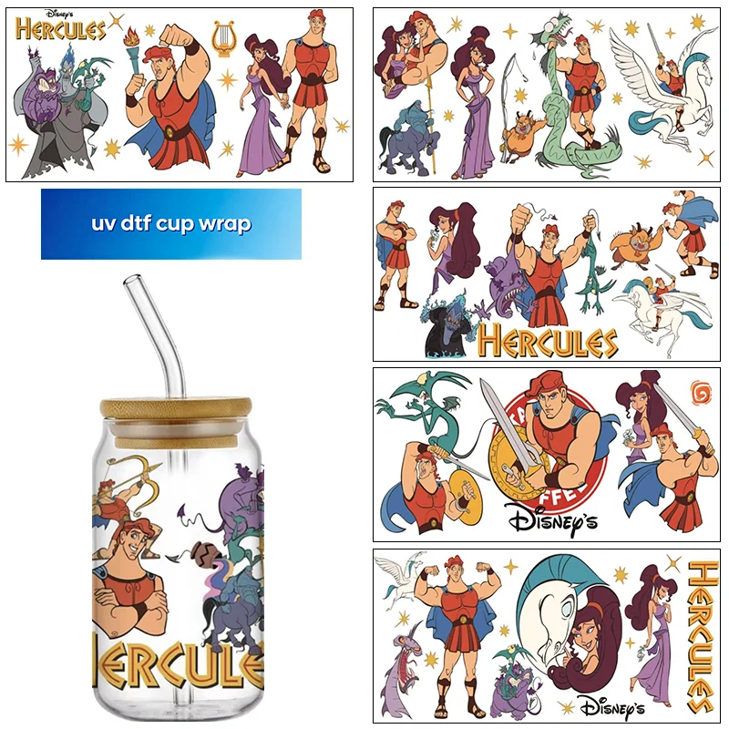 cartoon strongman pattern 16OZ UV DTF Cup Wrap Transfers Stickers Labels DIY Selfadhesive Waterproof For Libbey Glass decoration