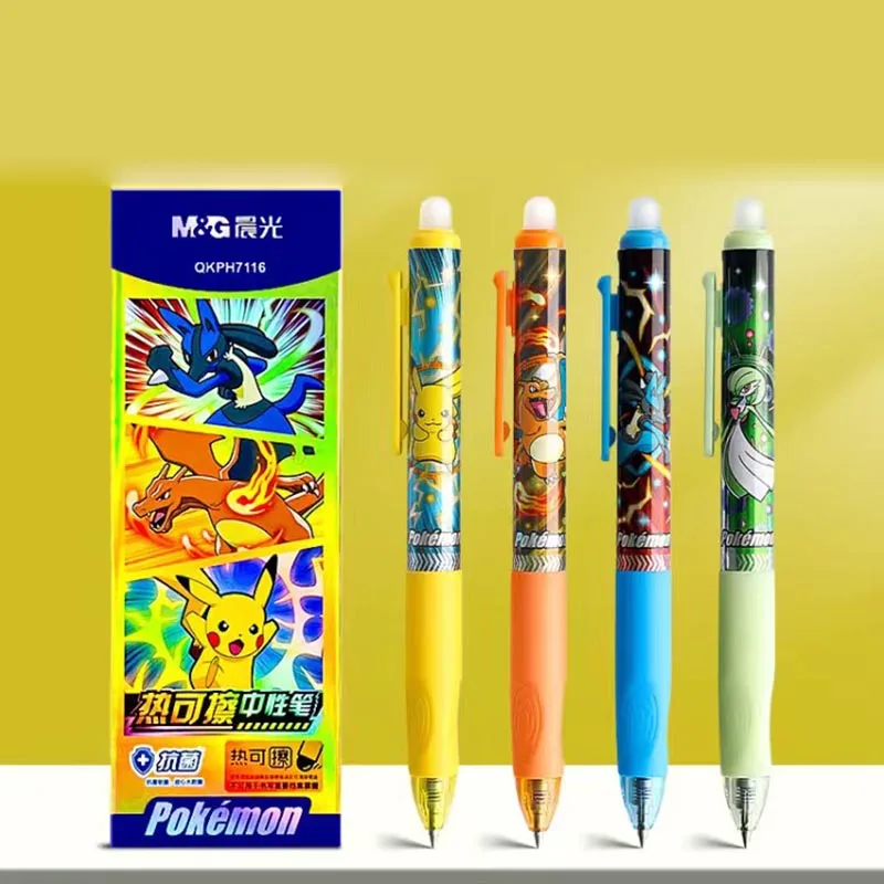 32pcs/lot Creative Pokemon Erasable Gel Pen Cute 0.5mm Black/Blue Ink Neutral Pens Promotional Gift Office School Supplies