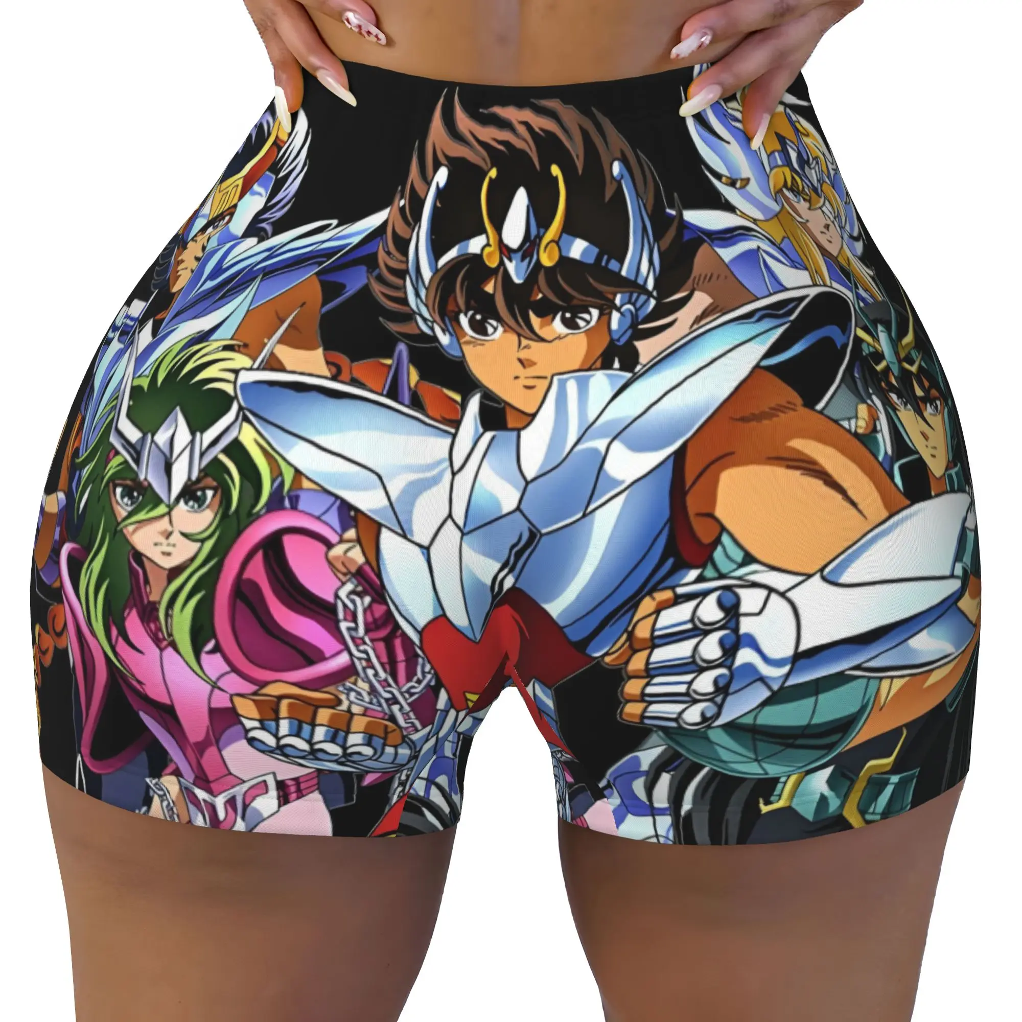Shura de Capricornio Saint Seiya Knights of The Zodiac Biker Running Gym Shorts for Women Cartoon  Athletic Workout Yoga Shorts
