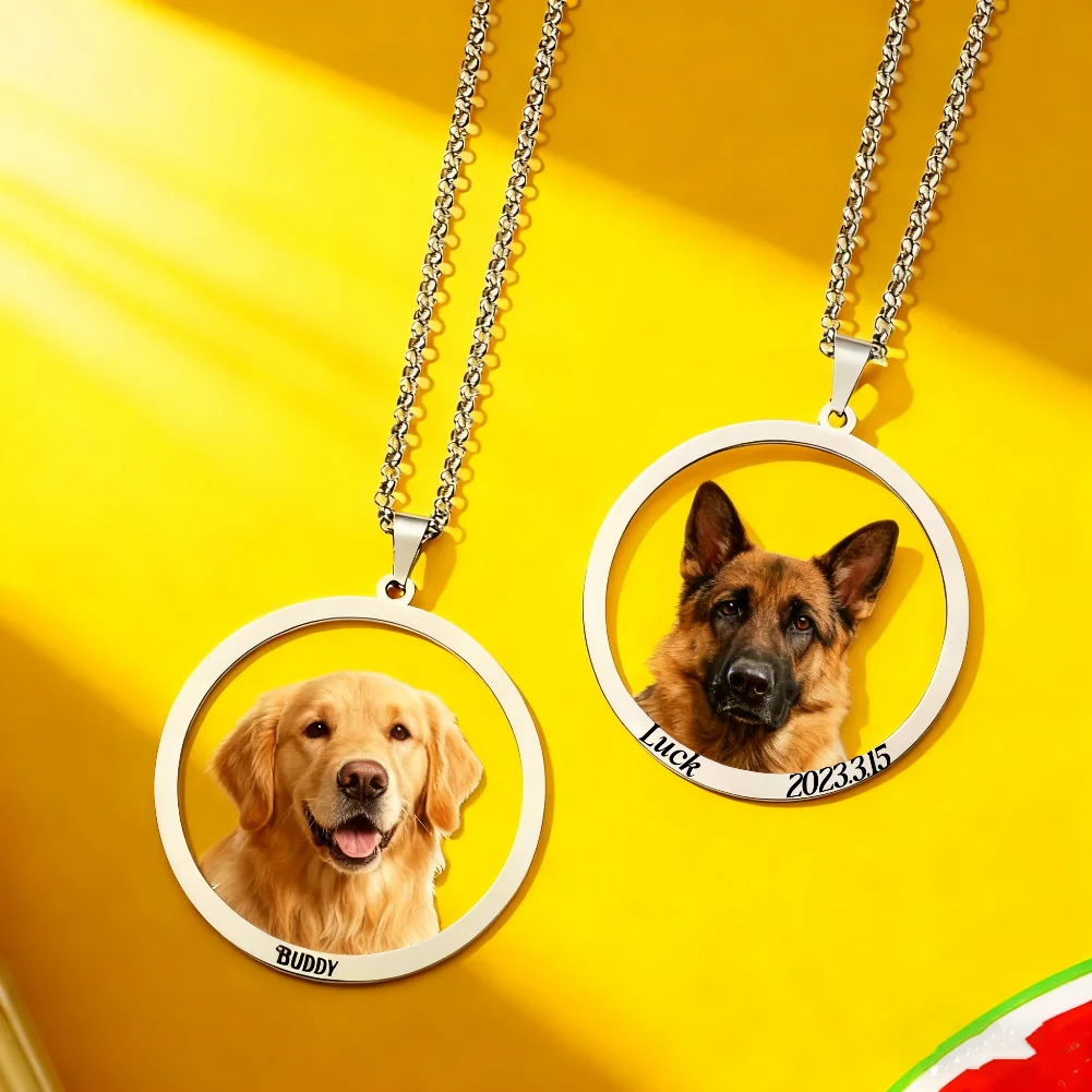 

Персонализированное ожерелье с фотографией, ожерелье с изображением кошки и собаки, ожерелье с гравировкой, кулон с фотографией, подарок для женщин