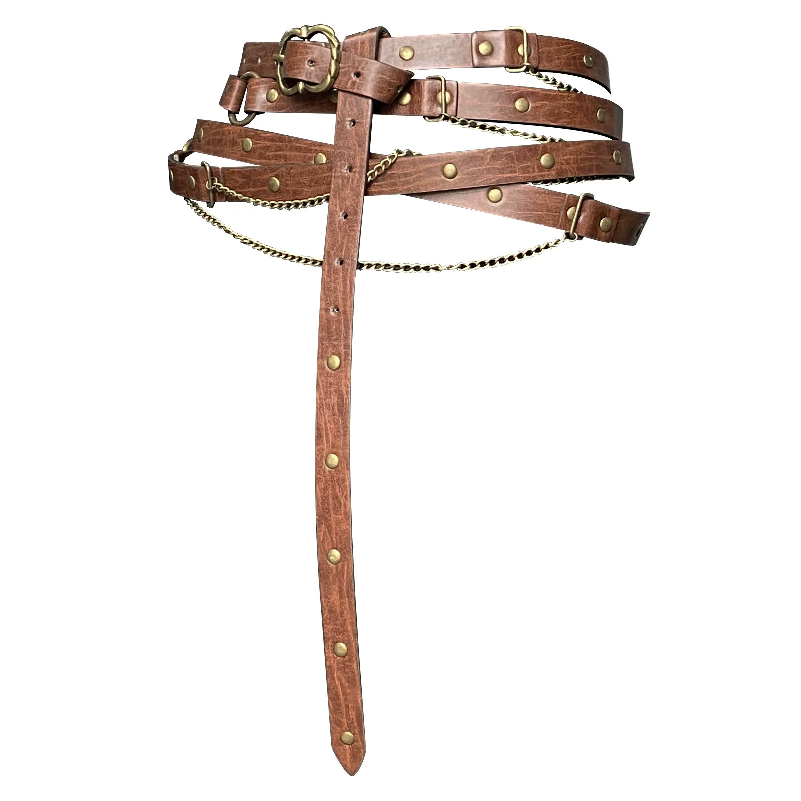 Damski pasek na talię Moda Gothic Punk Metal Circle Ring Design Silver Pin Buckle Leather Black Waistband Jeans Waist Belts