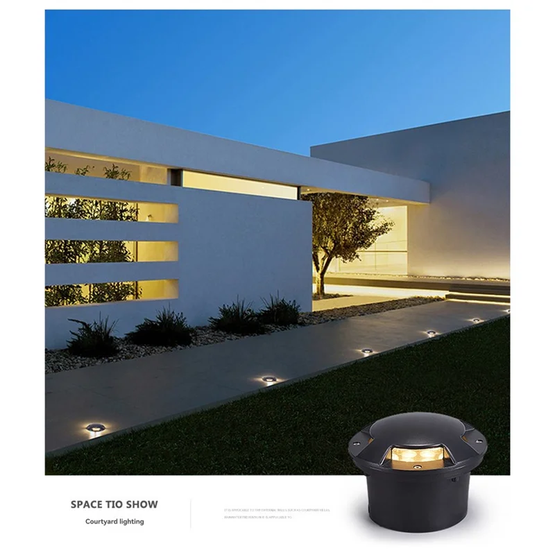 

A26F-Waterporrf Floor Landscape Lighting 4 Side Outdoor Recessed Underground Lamp 3W LED Garden Light Spotlights DC24V