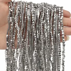 Natural Stone White Gold Plated Multiple Shapes Hematite Beads Spacer Loose Beads For Jewelry Making DIY Charm Bracelet Necklace