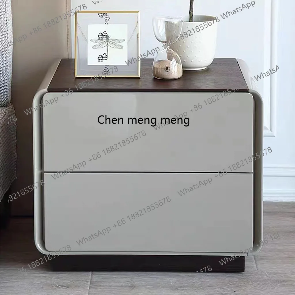 

Italian minimalist bedroom piano paint bedside cabinet smoked wood storage living room