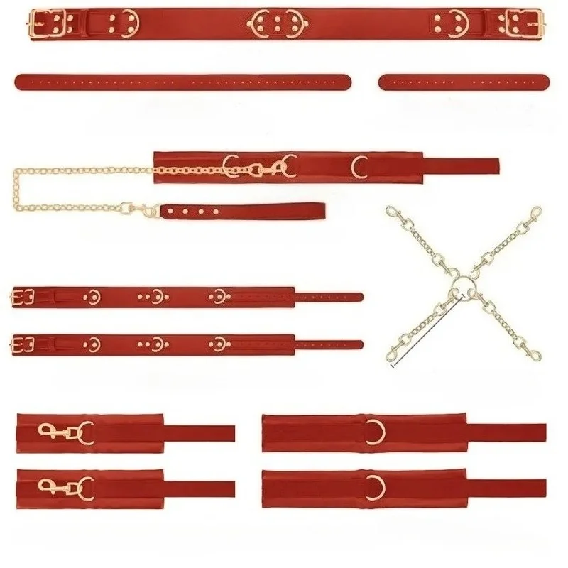 Adult SM Bondage Restraints Sex Toys Sex Bondage Straps Neck to Wrist Thigh Bed Restraints Set for Couples BDSM Games Toys