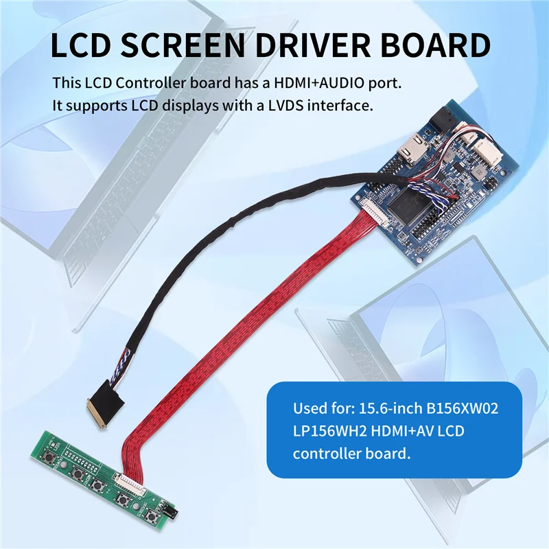 + AV LCD Controller Board Für 15,6 Zoll B156XW02 LP156WH2 1366X768 Mit Fernbedienung 40Pin Signal Tastatur Kabel