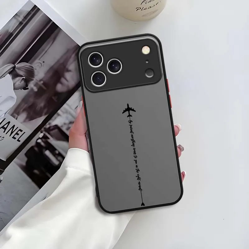 Airplane Flight Trail Cover For Apple iPhone 17 16 15 14 13 12 X Plus Pro Max Mini Frosted Translucent Phone Case