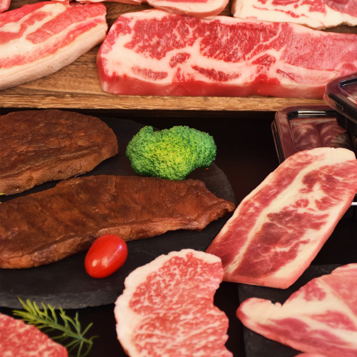 محاكاة شرائح لحم البقر محاكاة اللحوم وهمية المطبوخة نموذج الاصطناعي نابض بالحياة المطبخ البلاستيكية الدعامة ديكور #2