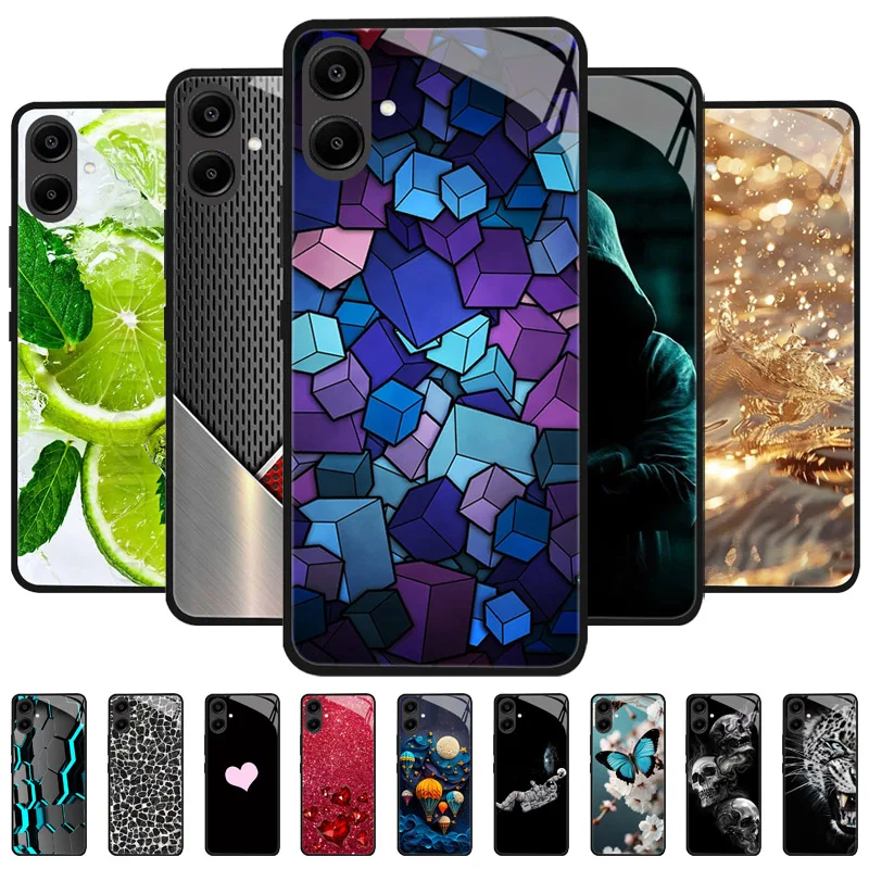 Shockproof Tempered Glass Case For Samsung Galaxy A56 A36 A26 A16 A06 5G Phone Back Cover Luxury Shell Coque Full Lens Protector