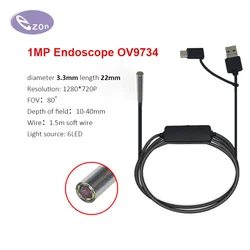 1MP diameter 3.3mm ultra-thin endoscope Macro industrial pipeline inspection