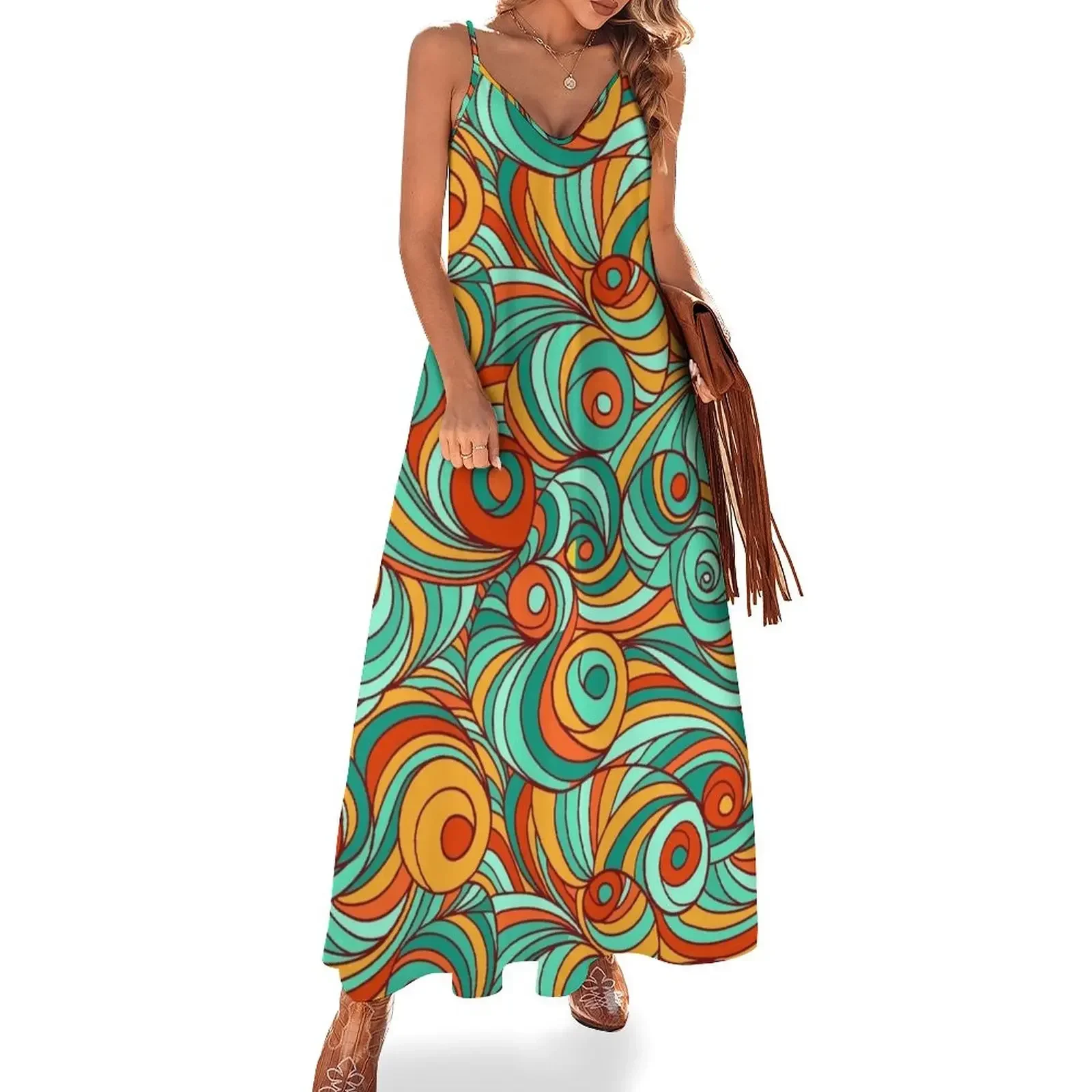

Swirling 70’s Sleeveless Dress Woman's evening dress wedding dresses for woman Dress