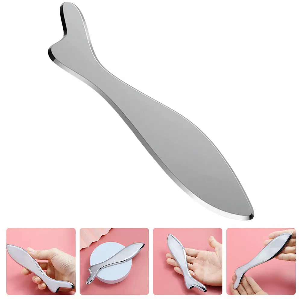 

Портативная массажная доска из нержавеющей стали для гуаша, износостойкий скребок для лица, шеи, плеч, лимфодренажный массажер для домашнего использования