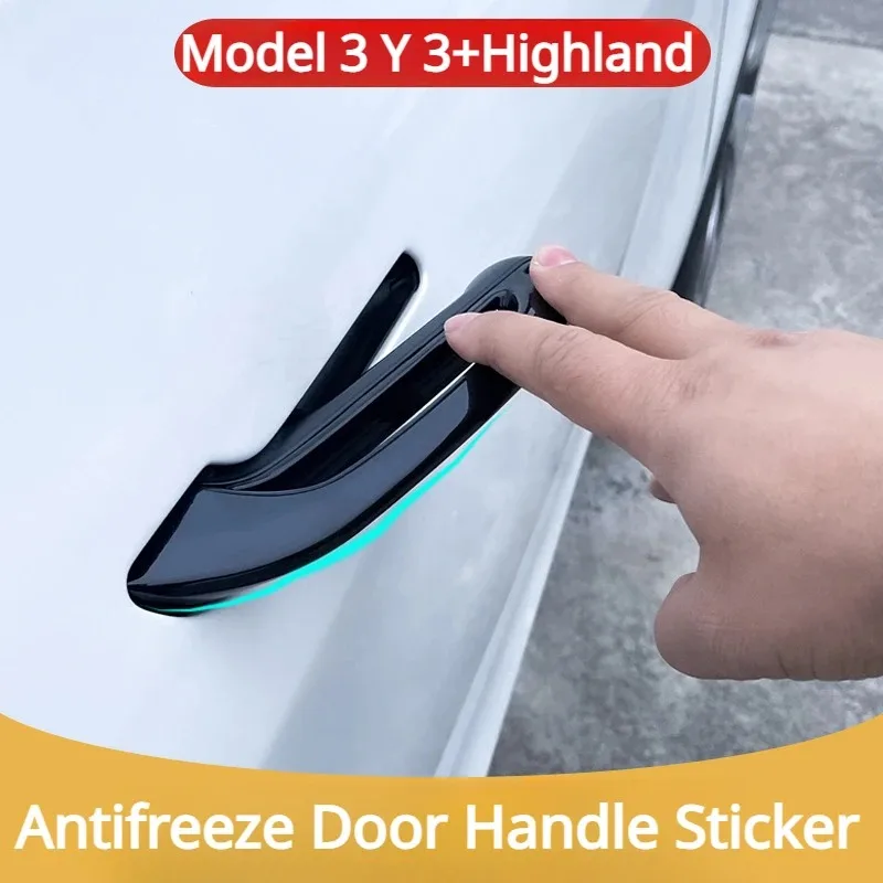 Door Handles for Tesla Model 3 Y Antifreeze Handle Stickers Patch Cover Car Modification Frost-proof Doorknob ABS 4PCS 2017-2025